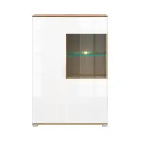 Vitrina Zele 90 cm con 2 puertas roble wotan/blanco brillo