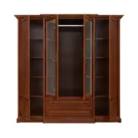 Armario de seis puertas Kent 227 cm con espejo y cajones castaño