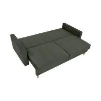 Sofá de tres plazas Torent convertible con arcón, terciopelo verde