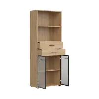 Стеллаж Space Office 80 см с 2 дверцами 2 ящиками и 2 полками дуб артизан