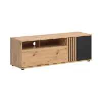 Mueble TV Vabres 135 cm con puertas y cajón roble artisan listones