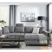 Sofá rinconera universal Twist New desplegable con arcón gris