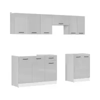 Кухонный комплект Junona Line 240 см светло-серый глянец без столешницы