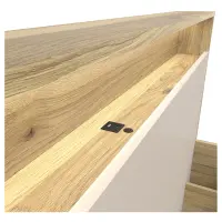 Cama Dalva 160x200 con somier y contenedor roble mauvella/cachemira