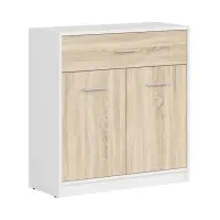 Cómoda Nepo Plus 80 cm con 2 puertas y un cajón blanco/roble sonoma