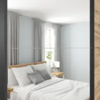 Armario de puertas correderas Tetrix 183 cm con espejo roble wotan