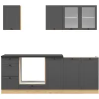 Conjunto de cocina Junona Line 220 cm grafito con encimera