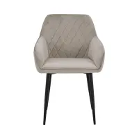 Silla tapizada con reposabrazos Stu beige-gris