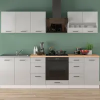 Conjunto de cocina Junona Line 260 cm gris claro brillo
