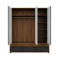 Armario de tres puertas Ruso 178 cm con cajones roble april/negro mate