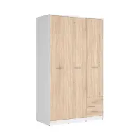 Armario de tres puertas Nepo Plus 118 cm con cajones blanco/roble sonoma