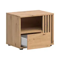 Mesita de noche Vabres 55 cm derecha con cajón roble artisan listones