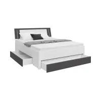 Кровать Saturn 160x200 с 3 ящиками белая/графит