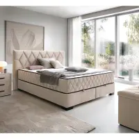 Cama continental Reve 180x200 con arcón beige