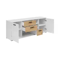 Cómoda Homeland 155 cm con 2 puertas y 3 cajones blanco/roble artisan