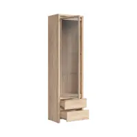 Vitrina Kaspian 56 cm con puerta y 2 cajones roble sonoma