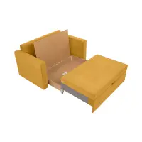 Sofá cama de dos plazas Bunio III con arcón amarillo