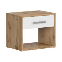 Mesita de noche Matos 45 cm con cajón roble wotan/blanco