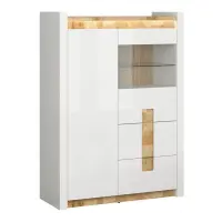 Vitrina Alameda 102 cm con 2 puertas y 2 cajones blanco brillo