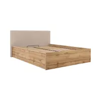Bed Tetrix 140x200 with frame, storage and upholstered headboard wotan oak