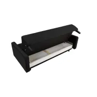 Sofá cama de tres plazas Marcia con arcón de terciopelo grafito