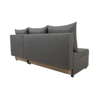 Sofá de esquina universal Laro convertible con arcón gris oscuro