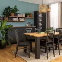 Estante de pared Hesen 175 cm grafito/roble artisanv