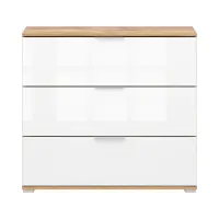 Cómoda Zele 95 cm con 3 cajones roble wotan/blanco brillo