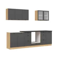 Conjunto de cocina Junona Line 260 cm grafito con encimera