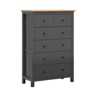 Cómoda Hesen 101 cm con 6 cajones grafito/roble artisan