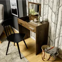 Tocador Nepo Plus 80 cm con cajón, compartimento y espejo roble noble