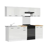 Кухонный гарнитур Junona Line 240 см меловой глянец со столешницей