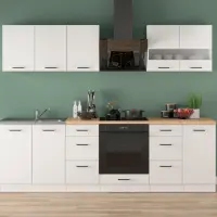 Conjunto de cocina Junona Line 260 cm tiza brillo con encimera