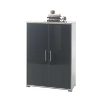 Armario Office Lux 79 cm de dos puertas con llave gris claro/grafito cristal