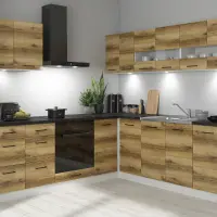 Conjunto de cocina rinconera Junona Line 220x240 roble delano claro sin encimera