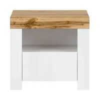 Mesita de noche Holten 54 cm con cajón blanco brillo/roble wotan