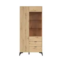 Vitrina alta Lamea 90 cm con 2 puertas y 2 cajones roble artisan