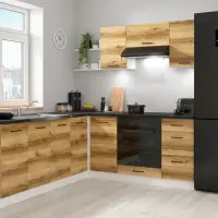 Conjunto de cocina rinconera Junona Line 200x220 roble delano claro con encimera