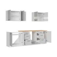 Кухонний гарнітур Junona Line 260 см світло-сірий глянець зі стільницею