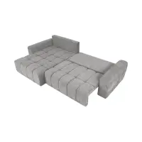 Sofá rinconera izquierdo Chill_Me convertible con arcón de chenilla gris