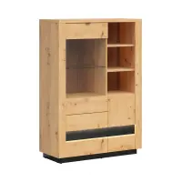 Vitrina Ostia 101 cm con 2 puertas y 2 cajones roble artisan