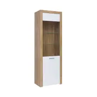 Display cabinet Balder 62 cm with doors riviera oak/white gloss