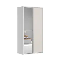Armario de puertas correderas Flex 120 cm con espejo blanco/cachemira