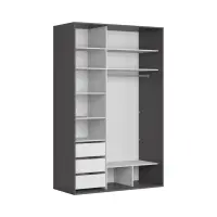 Armario corredero Flex 150 cm con espejo grafito/roble mauvella