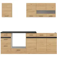 Conjunto de cocina Junona Line 220 cm roble bernstein con encimera