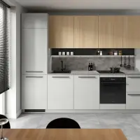 Conjunto de cocina Milino Medium A 285 cm gris/roble con encimera