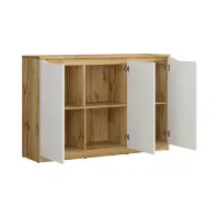 Aparador Nuis 135 cm de tres puertas roble wotan/blanco brillo