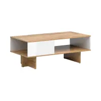 Mesa de centro Zele 120x60 con estante roble wotan/blanco brillo