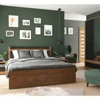 Cama Ruso 140x200 con somier y contenedor roble april