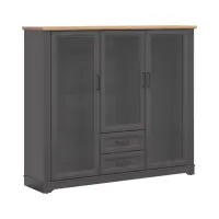 Vitrina Tolmin 168 cm con 3 puertas y 2 cajones grafito/roble artisan